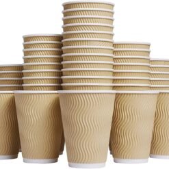 Cups_12 oz Disposable Insulated Corrugated Sleeve Ripple Wall Paper Cup 100 pcs